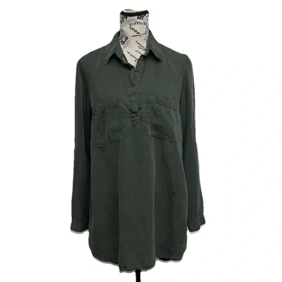 AMI Green Lyocell Utility Mini Dress S – Army Gorpcore Western Cowgirl Forest - Picture 2 of 9